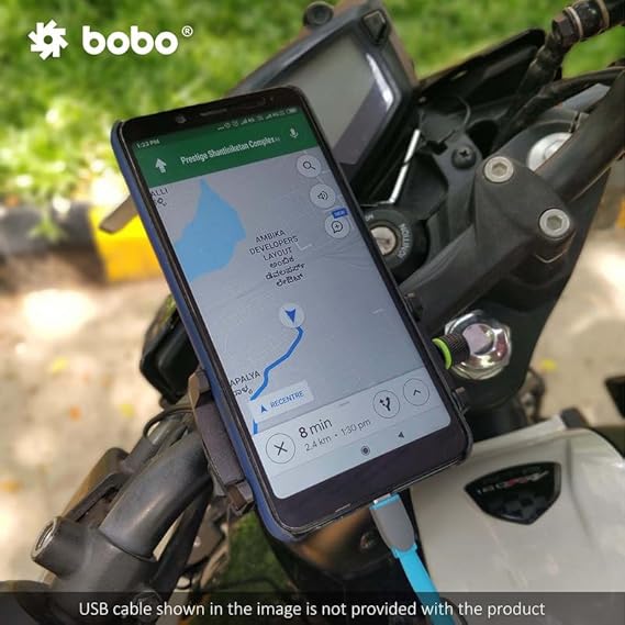 BOBO BM2 Aluminium Waterproof Bike/Motorcycle/Scooter Mobile Phone Holder Mount with 2.5A USB Charger, Ideal for Maps and GPS Navigation (Black)