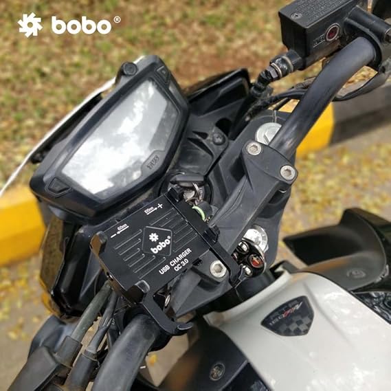 BOBO BM5 Aluminium Waterproof Bike/Motorcycle/Scooter Mobile Phone Holder Mount with Fast USB 3.0 Charger, Ideal for Maps and GPS Navigation (Black)