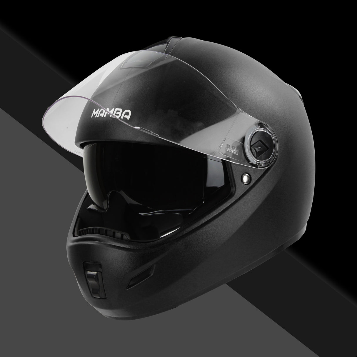 Steelbird SBH-34 Mamba ISI Certified Full Face Helmet With Inner Smoke Sun Shield (Dashing Black)