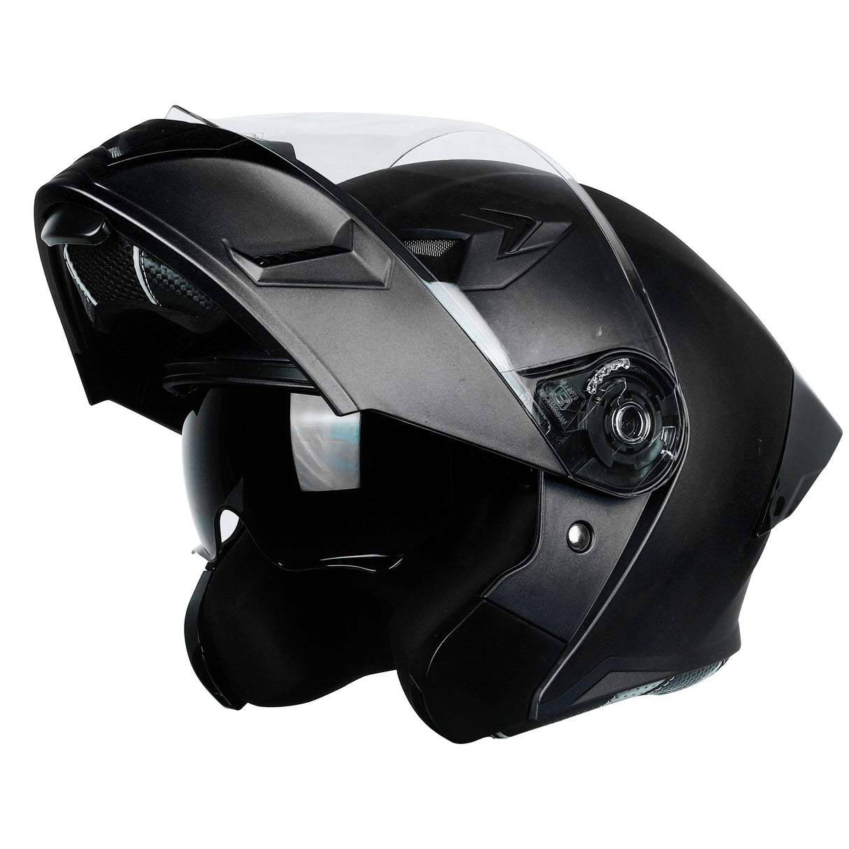 Steelbird SBA-20 7Wings ISI Certified Flip-Up Helmet With Black Spoiler For Men And Women With Inner Smoke Sun Shield (Matt Black)