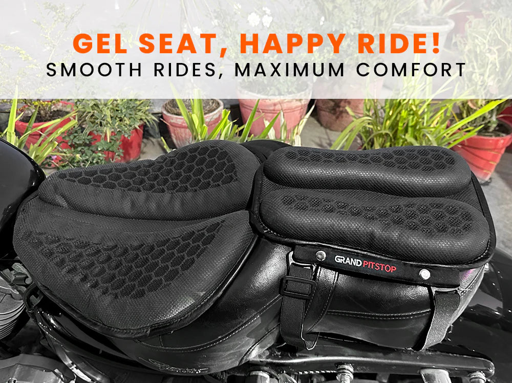 Motorcycle Honeycomb Gel Seat Cushion for Pillion - Universal Fit & Breathable Design