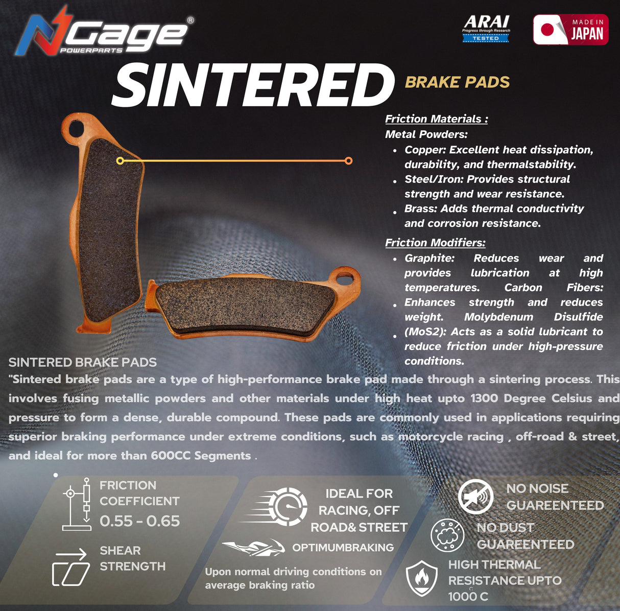 Ngage Sintered Brake Pad (Front) For Bajaj RS 200 – HBS 184