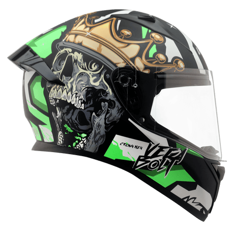 Bolt Crown Men Helmet - Dull Black Neon Green
