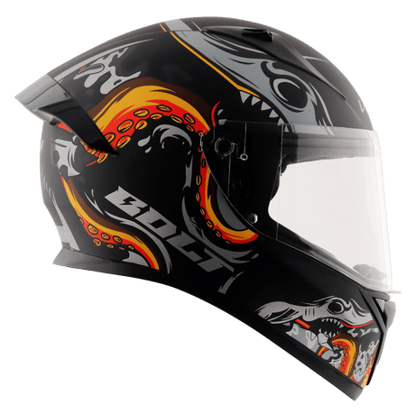 Bolt Octopus Helmet - Dull Black Orange
