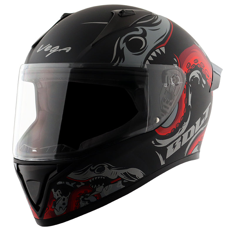 Bolt Octopus Dull Black Red Helmet