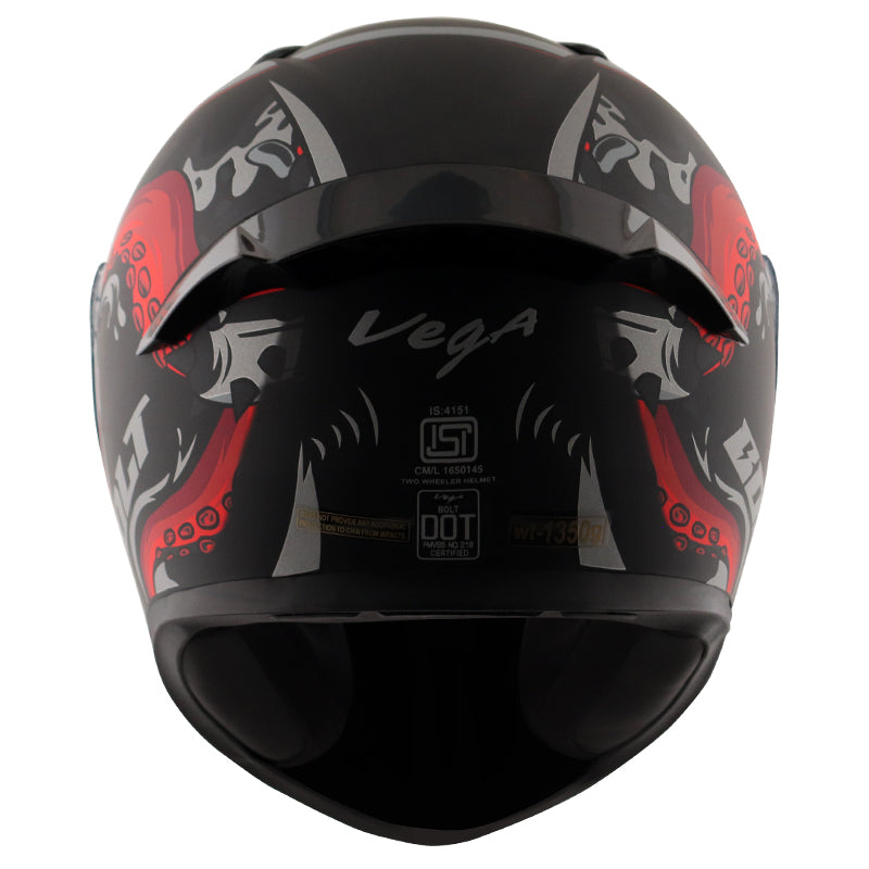 Bolt Octopus Dull Black Red Helmet