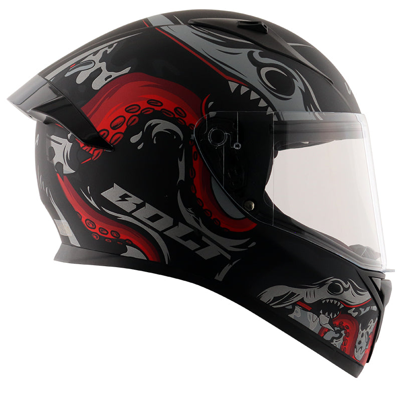 Bolt Octopus Dull Black Red Helmet