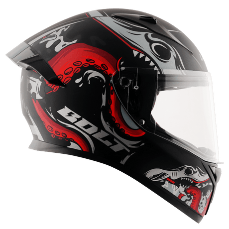 Bolt Octopus Helmet - Dull Black Red
