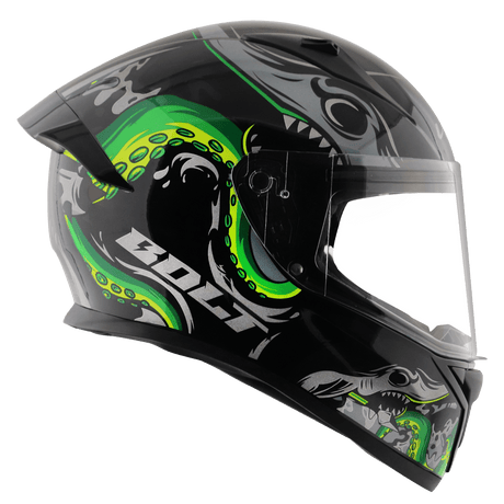 Bolt Octopus Helmet - Black Neon Green