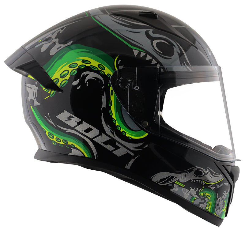 Bolt Octopus Black Neon Green Helmet