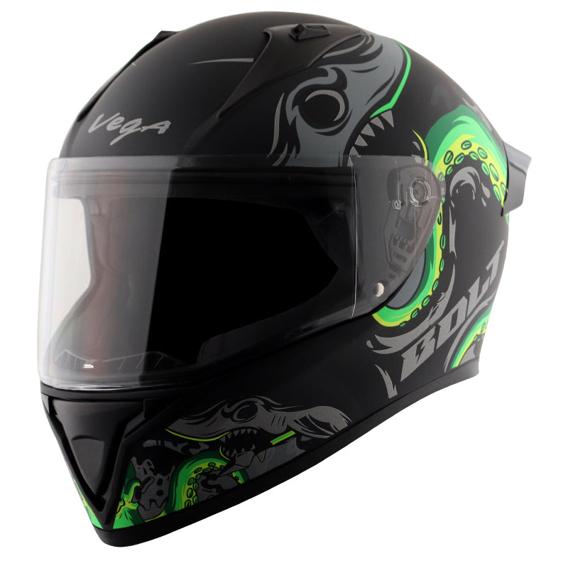 Bolt Octopus Dull Black Neon Green Helmet