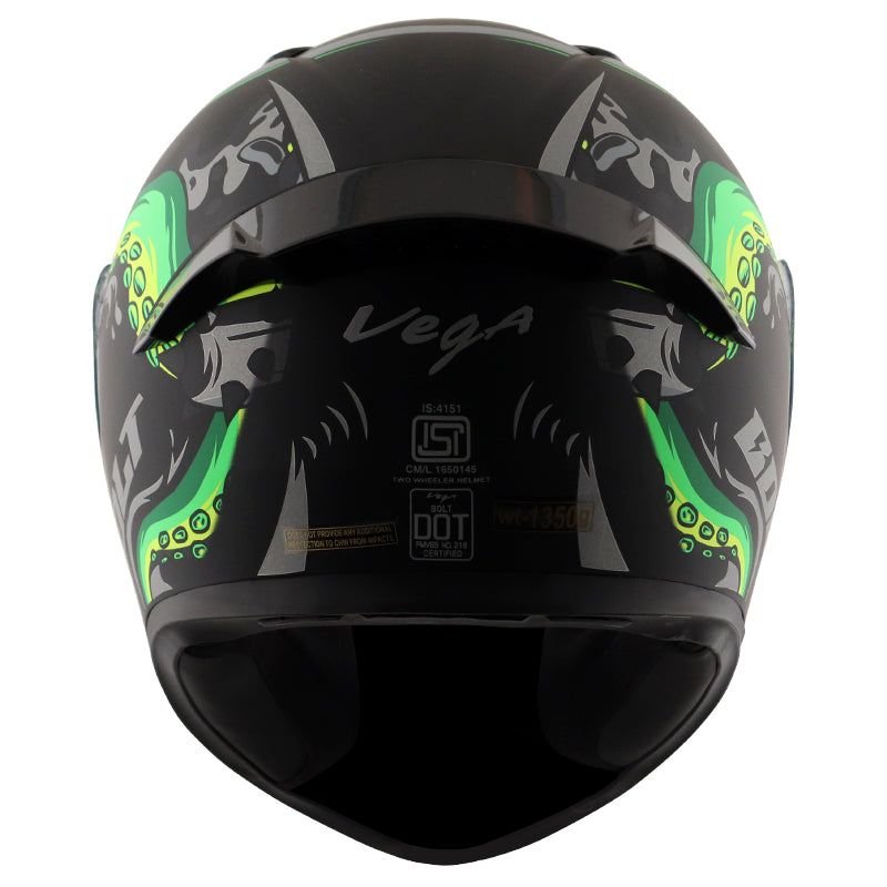 Bolt Octopus Dull Black Neon Green Helmet