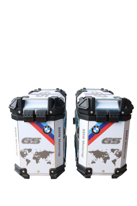 Aluminium Moto Care Side Box 36 Litre BMW GS Silver With Saddle Clamp