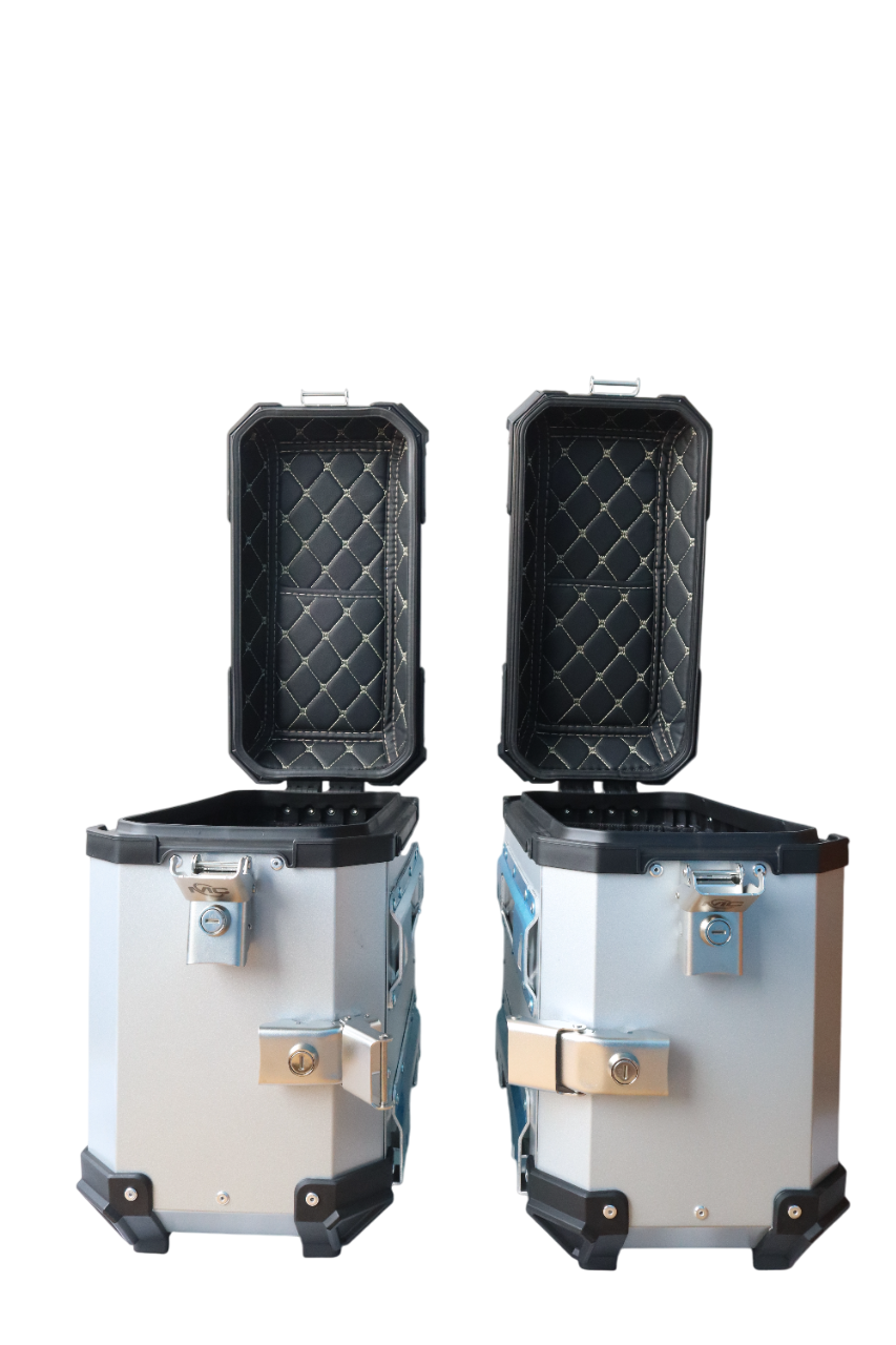 Side Box Kit Aluminium Side Box MX 36 Litre Silver With Saddle Clamp – GTR Pitstop