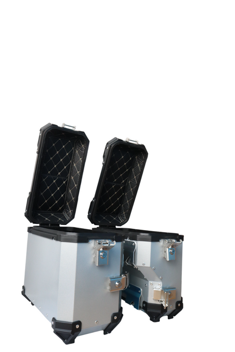 Aluminium Moto Care Side Box 36 Litre Silver With Saddle Clamp