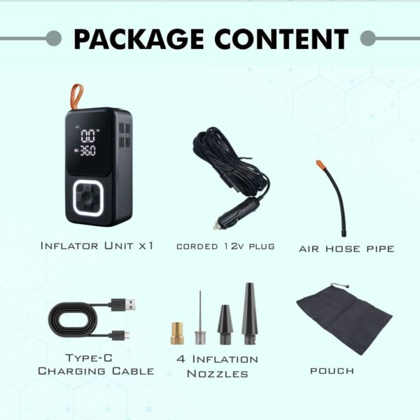 Simtac Portable Digital Tyre Inflator Air Compressor Pump for Car & Bike – INF607