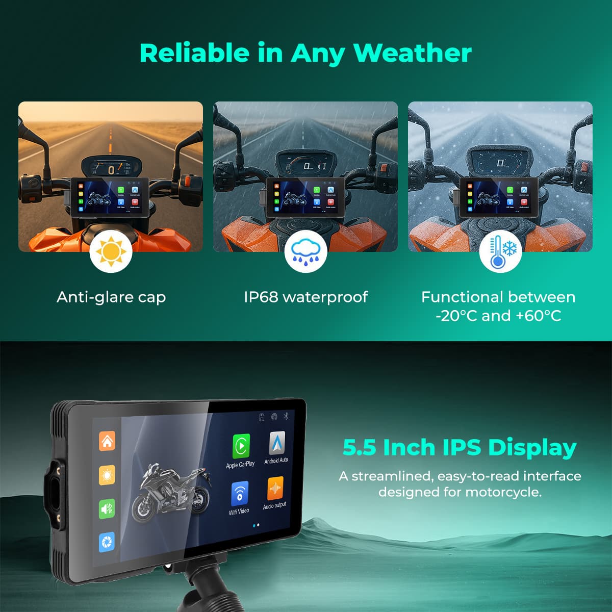SIMTAC  MOTORCYCLE GPS CARPLAY & ANDROID AUTO SYSTEM – M10D