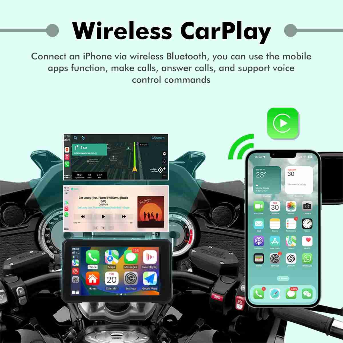 Simtac Quick Detachable Motorcycle GPS CarPlay & Android Auto system – M3