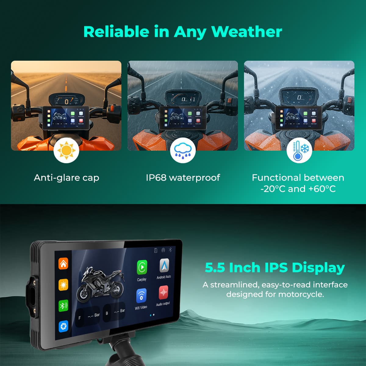 SIMTAC MOTORCYCLE GPS CARPLAY & ANDROID AUTO SYSTEM  – M10DT