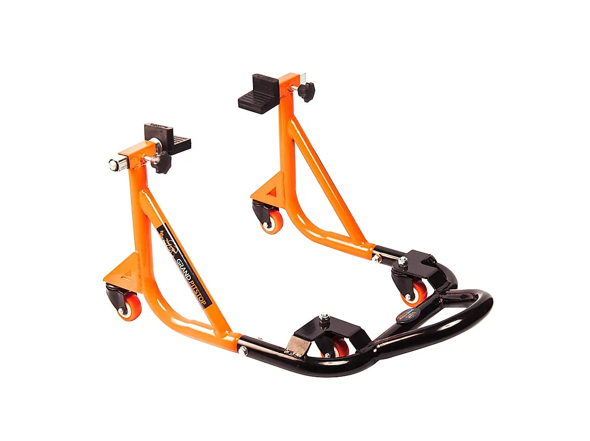 Dismantable Rear Paddock Stand with 360 Rotation- Black + Orange - (Bike Wt upto 280 kgs)