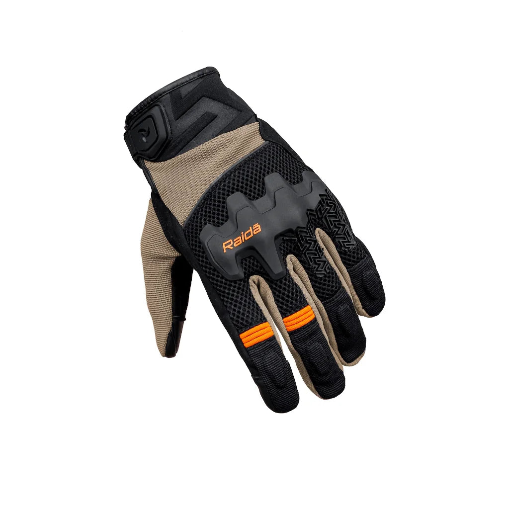 Raida Drift Motorcycle Gloves  Khaki Orange