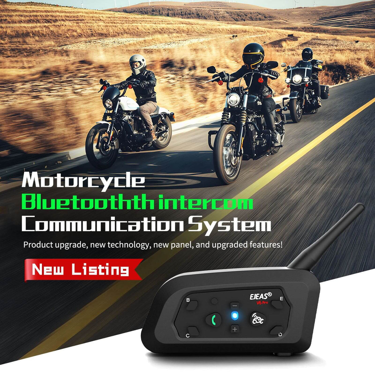 EJEAS V6 Pro Helmet Intercom Communication System