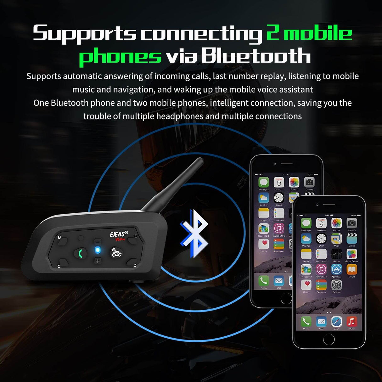 EJEAS V6 Pro Helmet Intercom Communication System