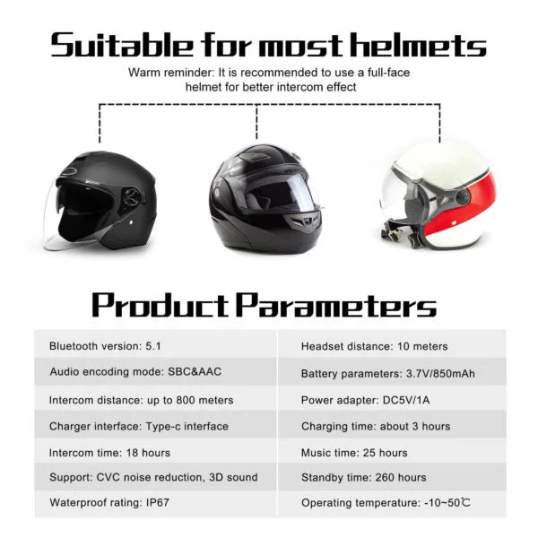 EJEAS V6 Pro Helmet Intercom Communication System