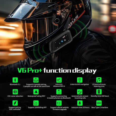 EJEAS V6 Pro Helmet Intercom Communication System