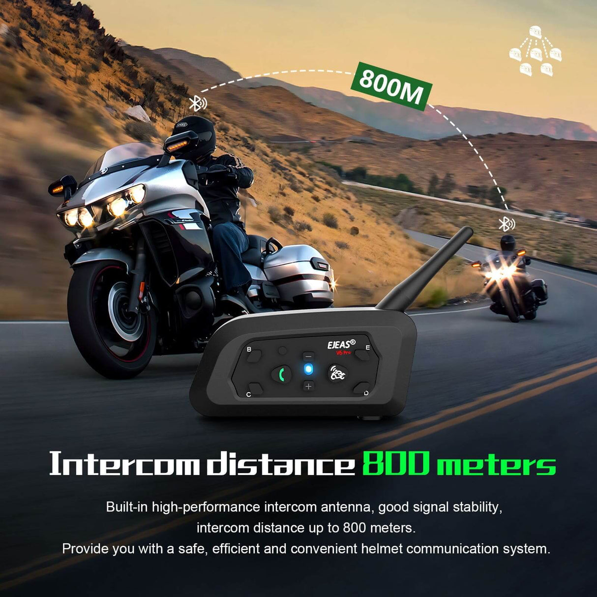 EJEAS V6 Pro Helmet Intercom Communication System