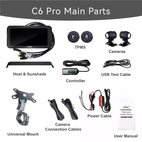 C6 Pro All-in-One Motorcycle Dash Cam with GPS & Anti-Theft