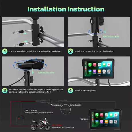 C7 7-inch HD Screen for Motorcycle CarPlay & Android Auto