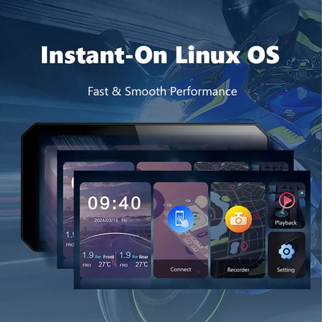 C9 Max Motorcycle Front & Rear Camera with Wireless CarPlay